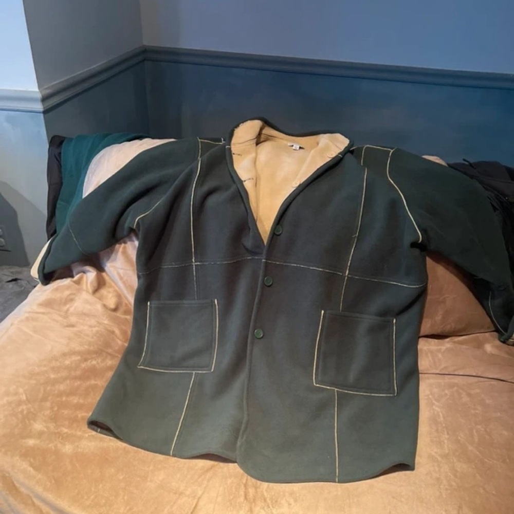 Susan Graver Olive Utility Jacket with Beige Lining
